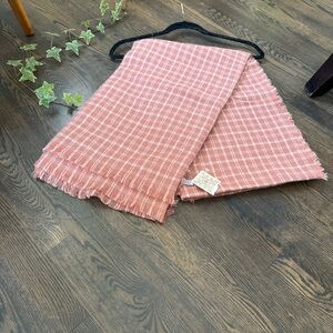 Pink Plaid Fringed Scarf